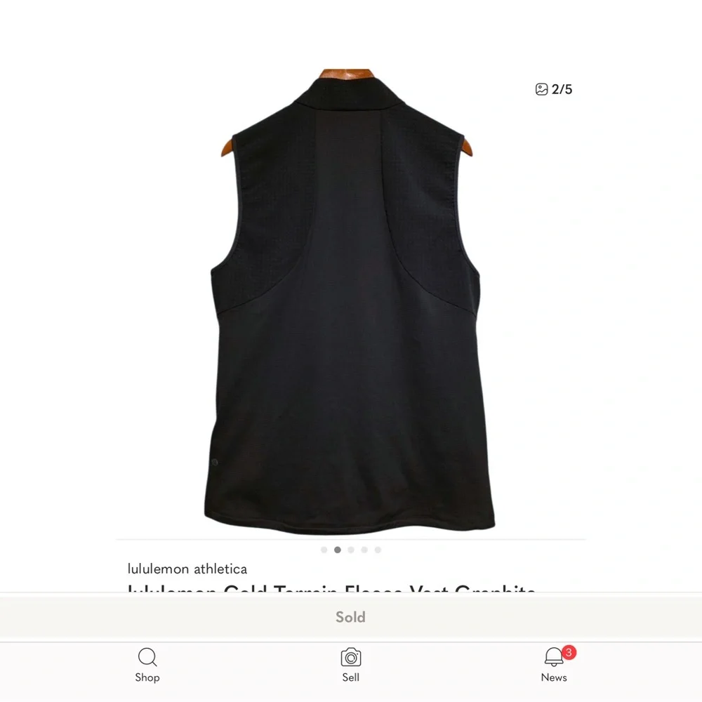 lululemon Cold Terrain Fleece Vest Graphite Grey Size Medium - Picture 2 of 5